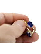 Oro amarillo de 8 quilates 333 Sapphire pendientes vec003x-sp Ruso Soviético URSS Joyería vintage Art Deco style